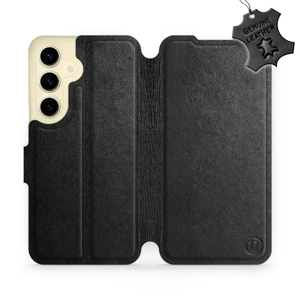 Echtleder Handyhülle für Galaxy S24, Mobiwear Leather, Schwarz