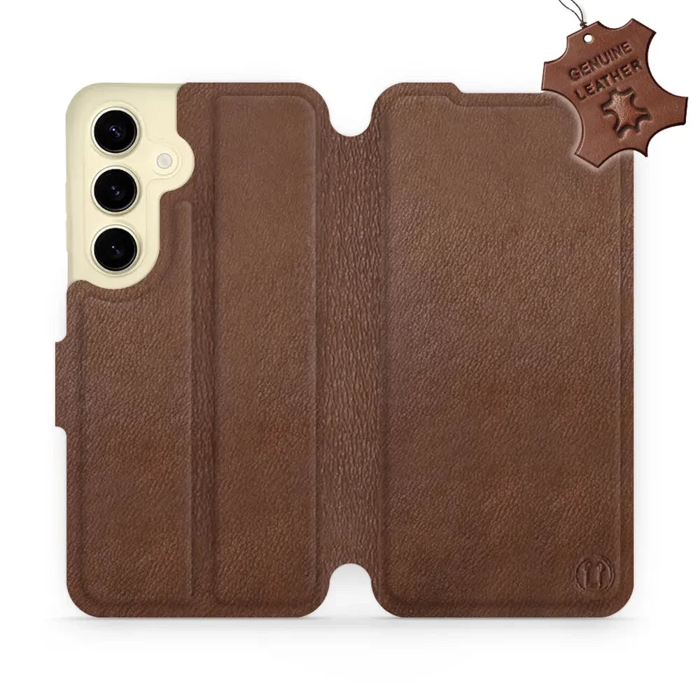 Echtleder Handyhülle für Galaxy S24, Mobiwear Leather, Braun