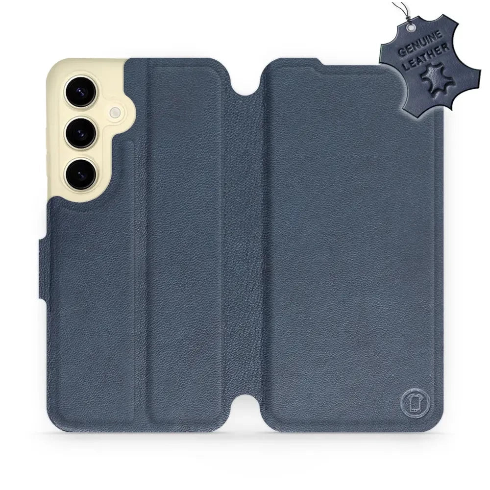 Echtleder Handyhülle für Galaxy S24, Mobiwear Leather, Dunkelblau