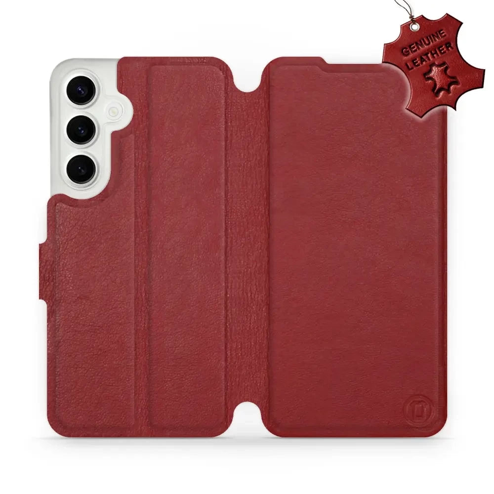 Echtleder Handyhülle für Galaxy S24 Plus, Mobiwear Leather, Dunkelrot