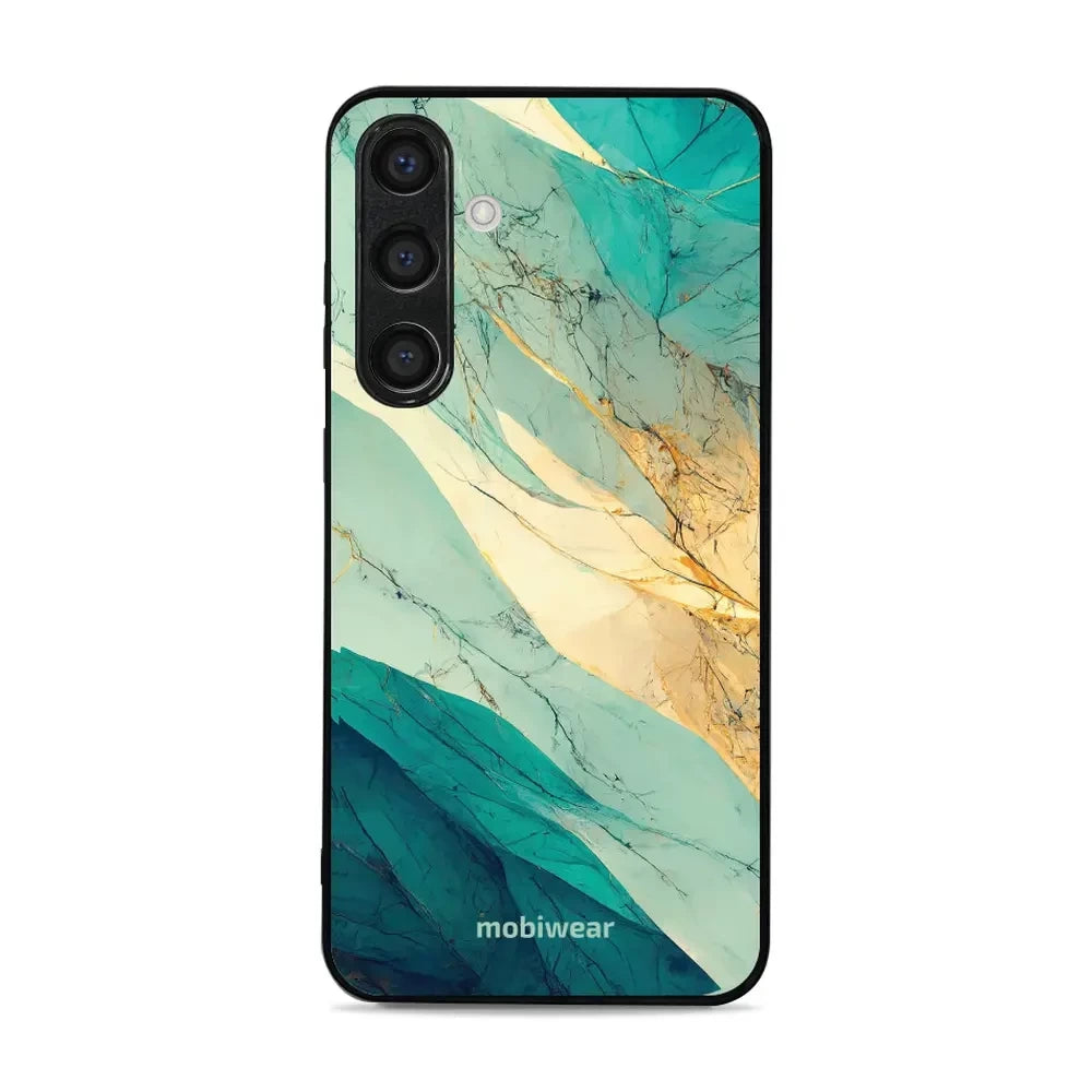 Handyhülle für Galaxy S24 Plus, Mobiwear Glossy Case, Türkis-Marmor
