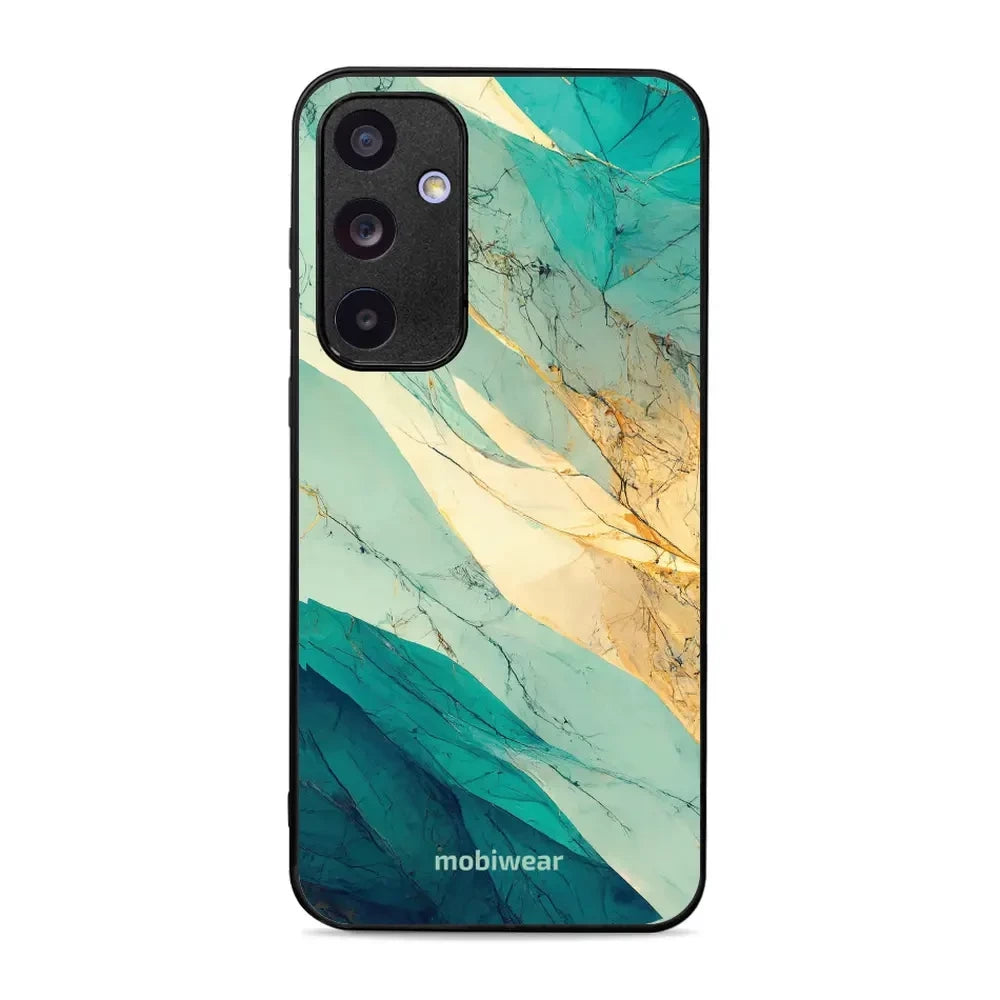 Handyhülle für Galaxy A35 5G, Mobiwear Glossy Case, Türkis-Marmor