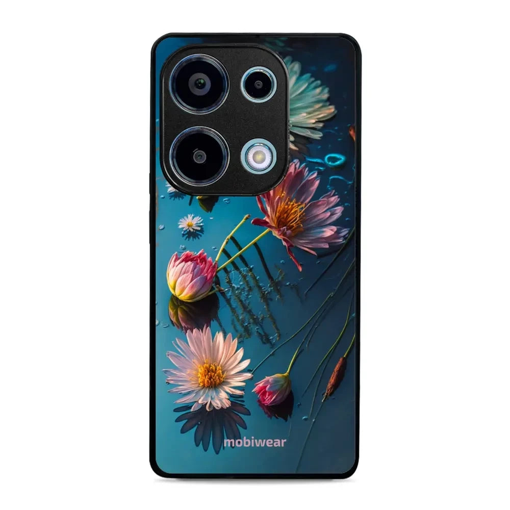 Handyhülle für Xiaomi Redmi Note 13 Pro 4G, Mobiwear Glossy Case, Blau-Blumig