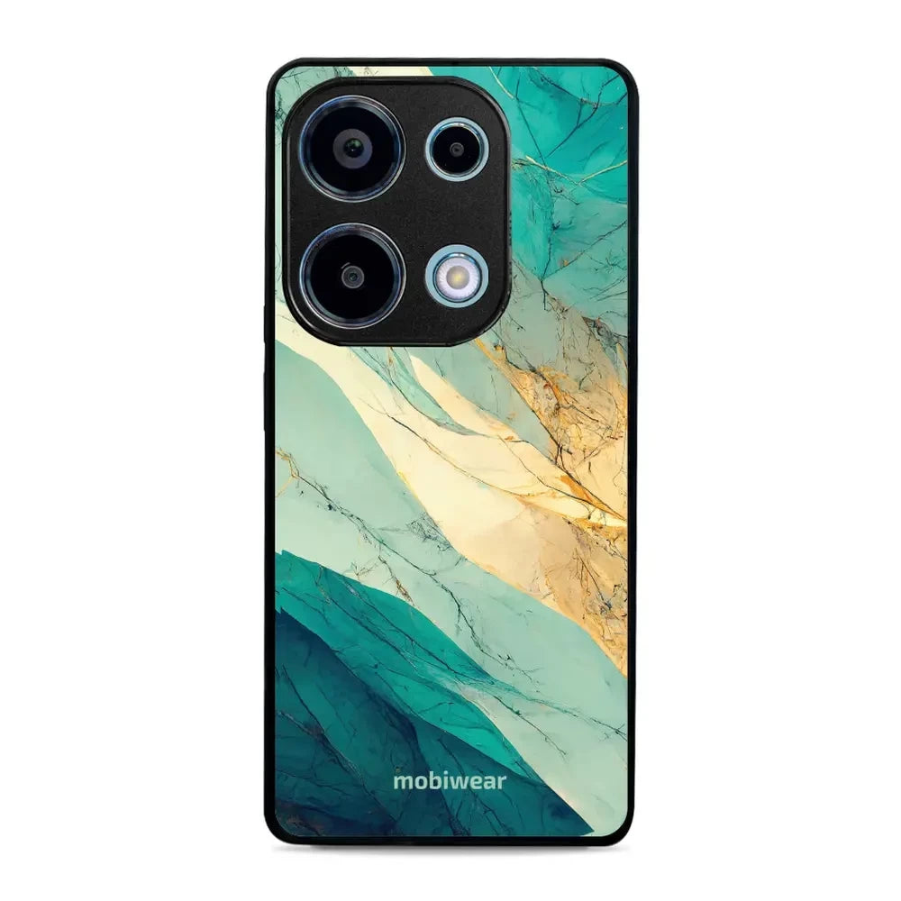 Handyhülle für Xiaomi Redmi Note 13 Pro 4G, Mobiwear Glossy Case, Türkis-Marmor