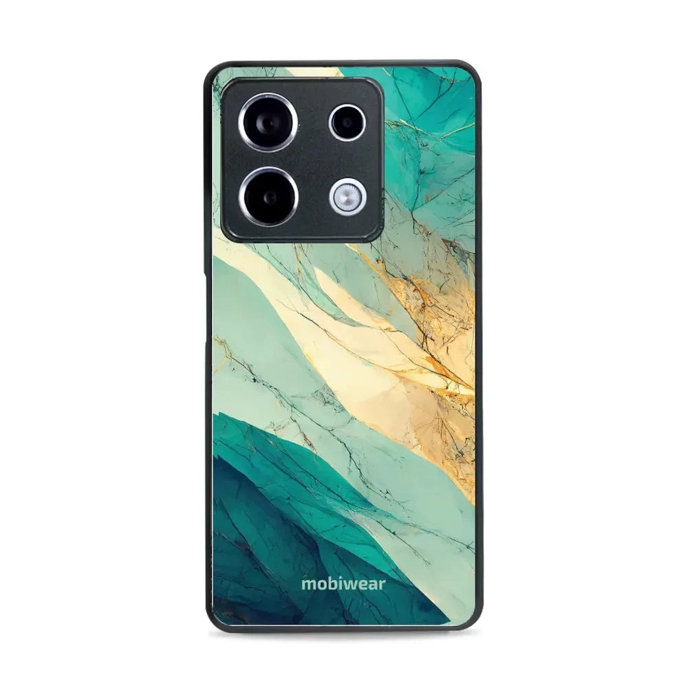 Handyhülle für Xiaomi Poco X6, Mobiwear Glossy Case, Türkis-Marmor