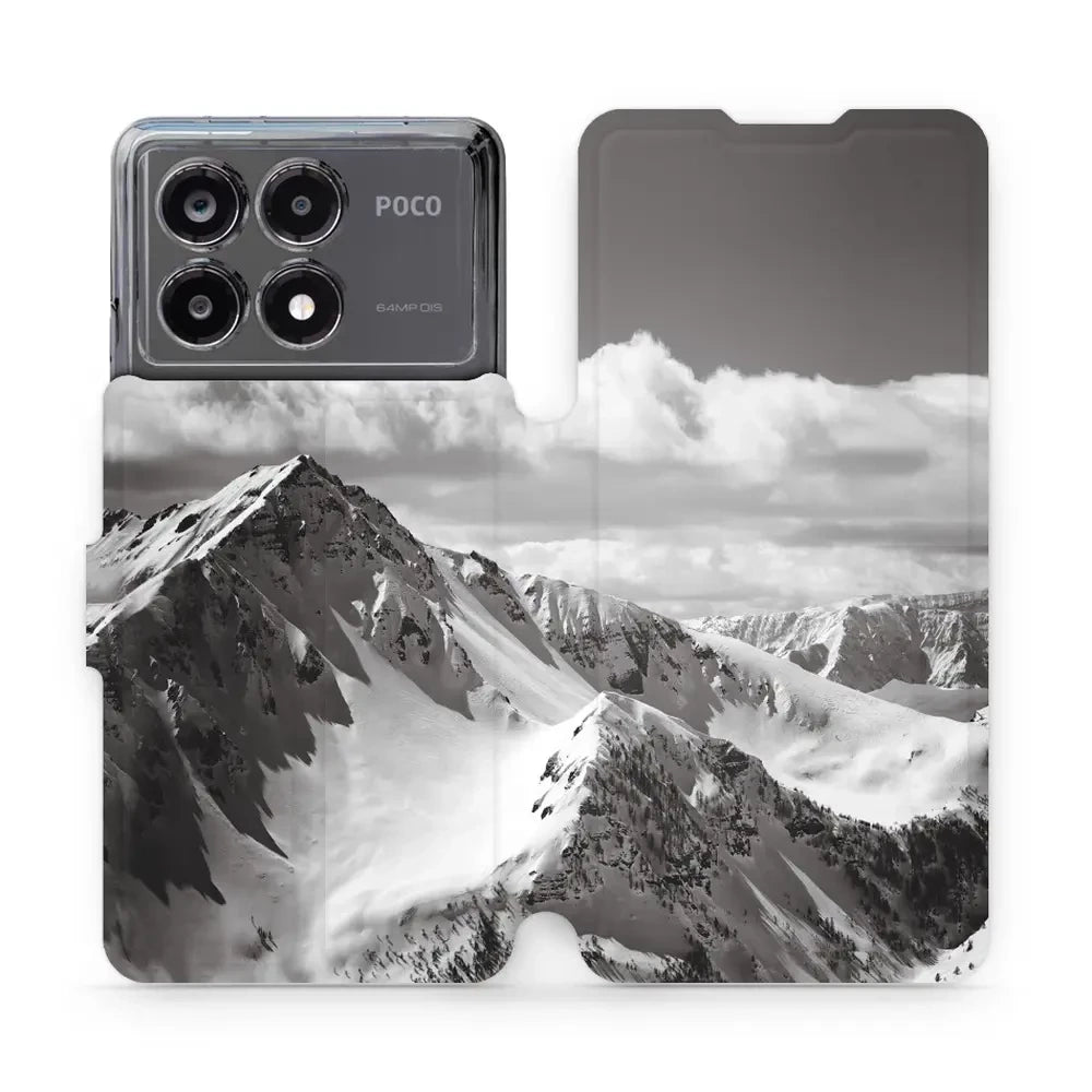 Handyhülle mit klappe für Xiaomi POCO X6 Pro, Mobiwear Book, Berggipfel