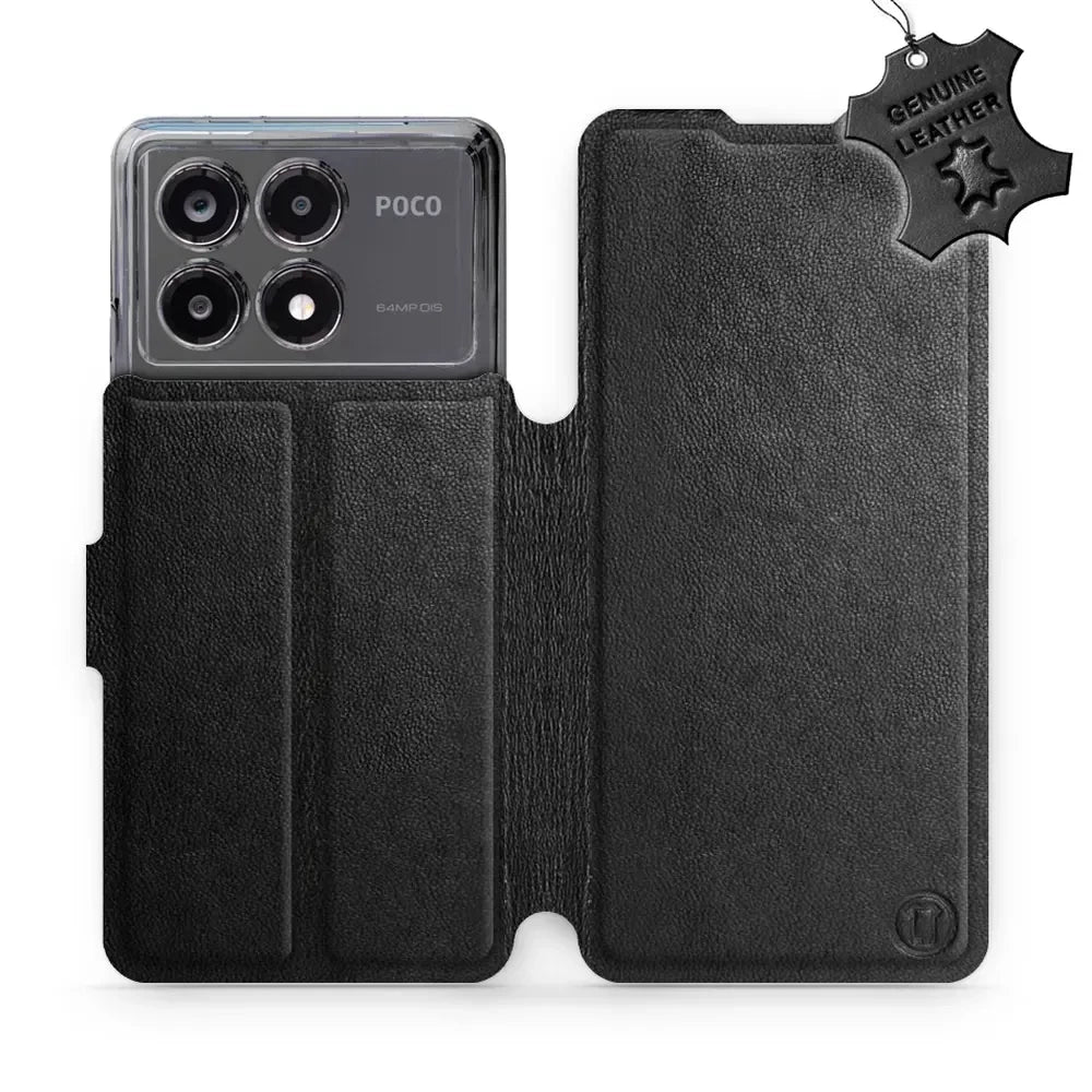 Echtleder Handyhülle für Xiaomi POCO X6 Pro, Mobiwear Leather, Schwarz