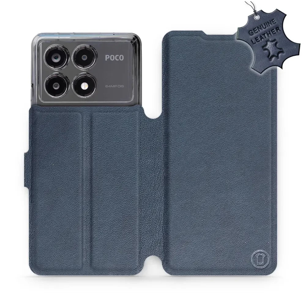 Echtleder Handyhülle für Xiaomi POCO X6 Pro, Mobiwear Leather, Dunkelblau