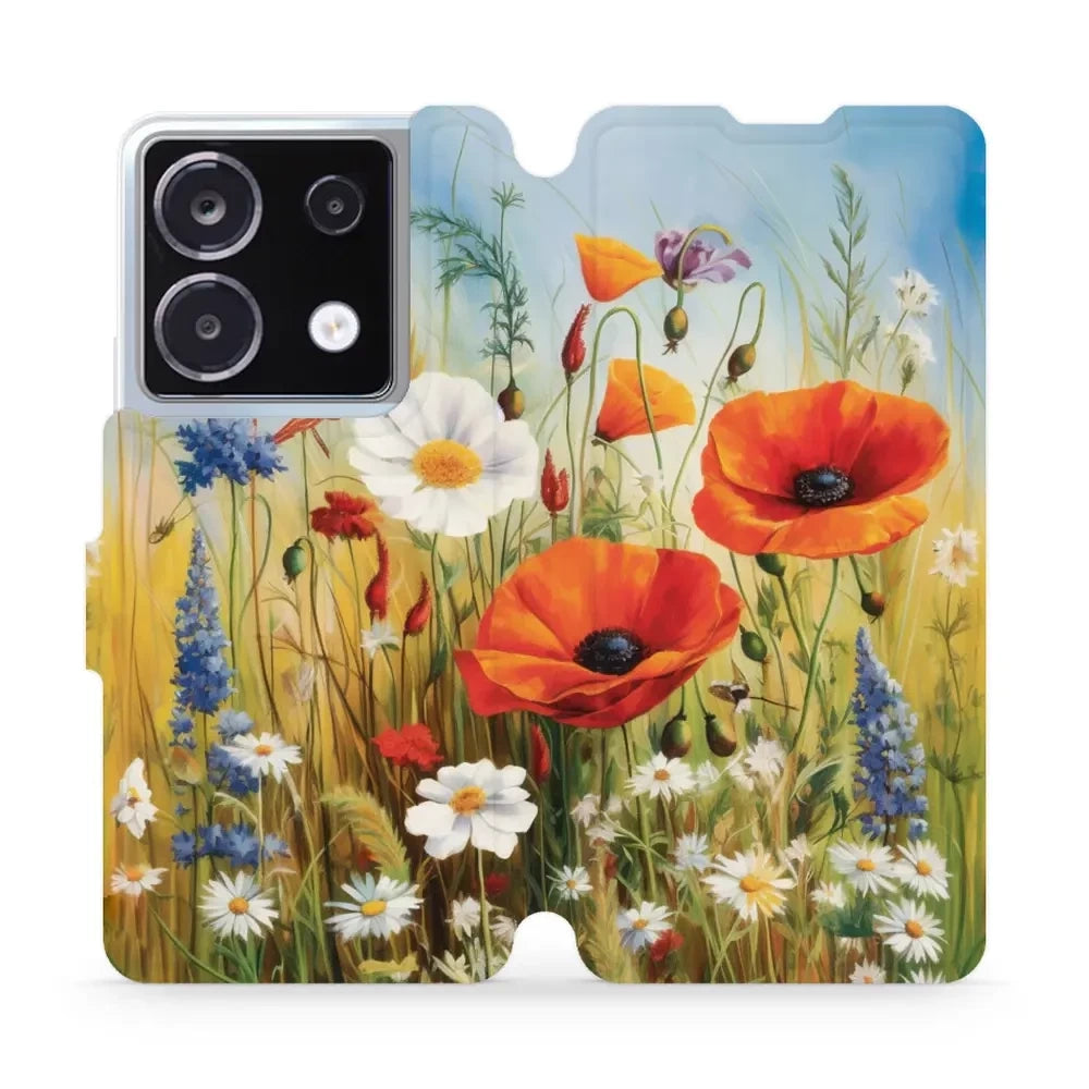 Handyhülle mit klappe für Xiaomi Poco X6, Mobiwear Book, Wiesenblumen