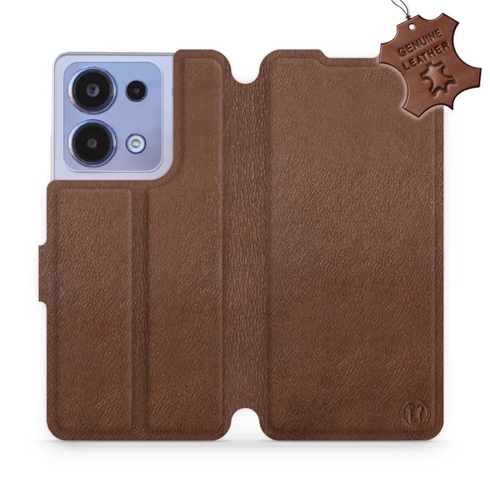 Echtleder Handyhülle für Xiaomi Poco M6 Pro 4G, Mobiwear Leather, Braun