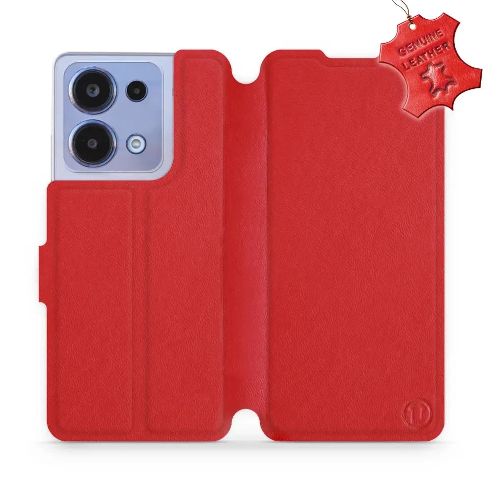 Echtleder Handyhülle für Xiaomi Poco M6 Pro 4G, Mobiwear Leather, Rot