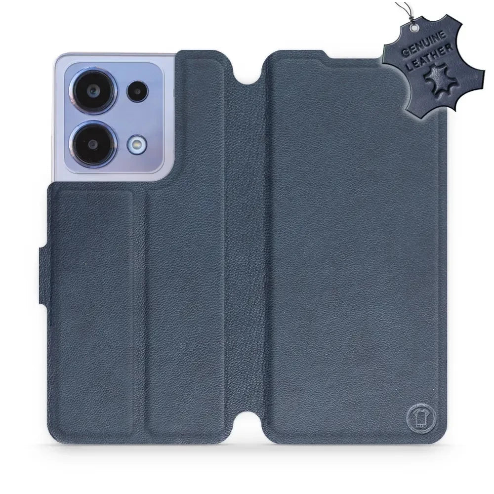 Echtleder Handyhülle für Xiaomi Poco M6 Pro 4G, Mobiwear Leather, Dunkelblau