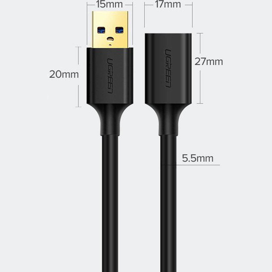 Adapterkabel USB (Buchse) - USB (Stecker), Ugreen US129 3.0, 5 Gbps, 0,5 m, Schwarz