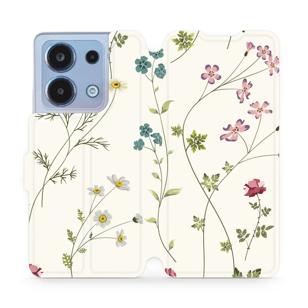 Handyhülle mit klappe für Xiaomi Redmi Note 13 4G, Mobiwear Book, Feldblumen