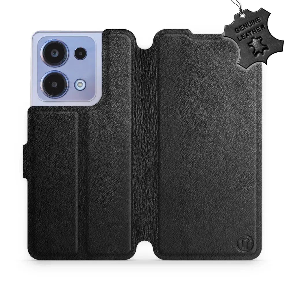 Echtleder Handyhülle für Xiaomi Redmi Note 13 4G, Mobiwear Leather, Schwarz
