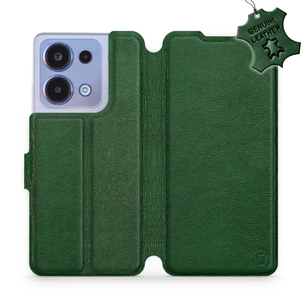 Echtleder Handyhülle für Xiaomi Redmi Note 13 4G, Mobiwear Leather, Grün