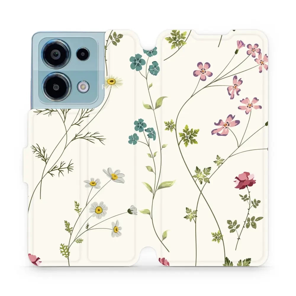 Handyhülle mit klappe für Xiaomi Redmi Note 13 Pro 4G, Mobiwear Book, Feldblumen