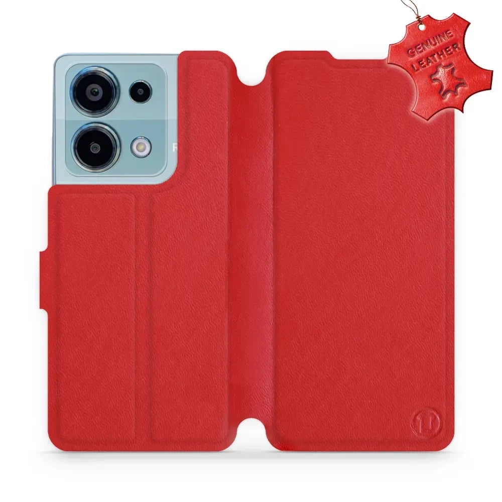 Echtleder Handyhülle für Xiaomi Redmi Note 13 Pro 4G, Mobiwear Leather, Rot