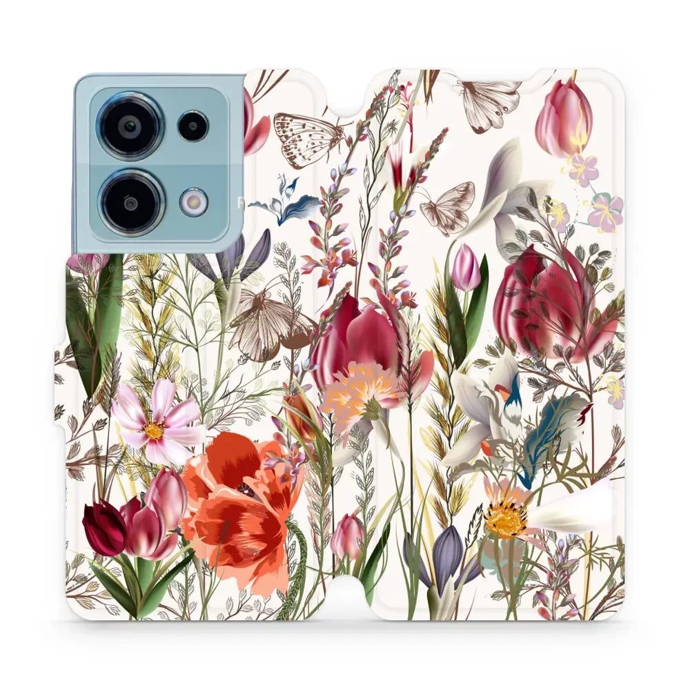 Handyhülle mit klappe für Xiaomi Redmi Note 13 Pro 4G, Mobiwear Book, Blumenstrauß