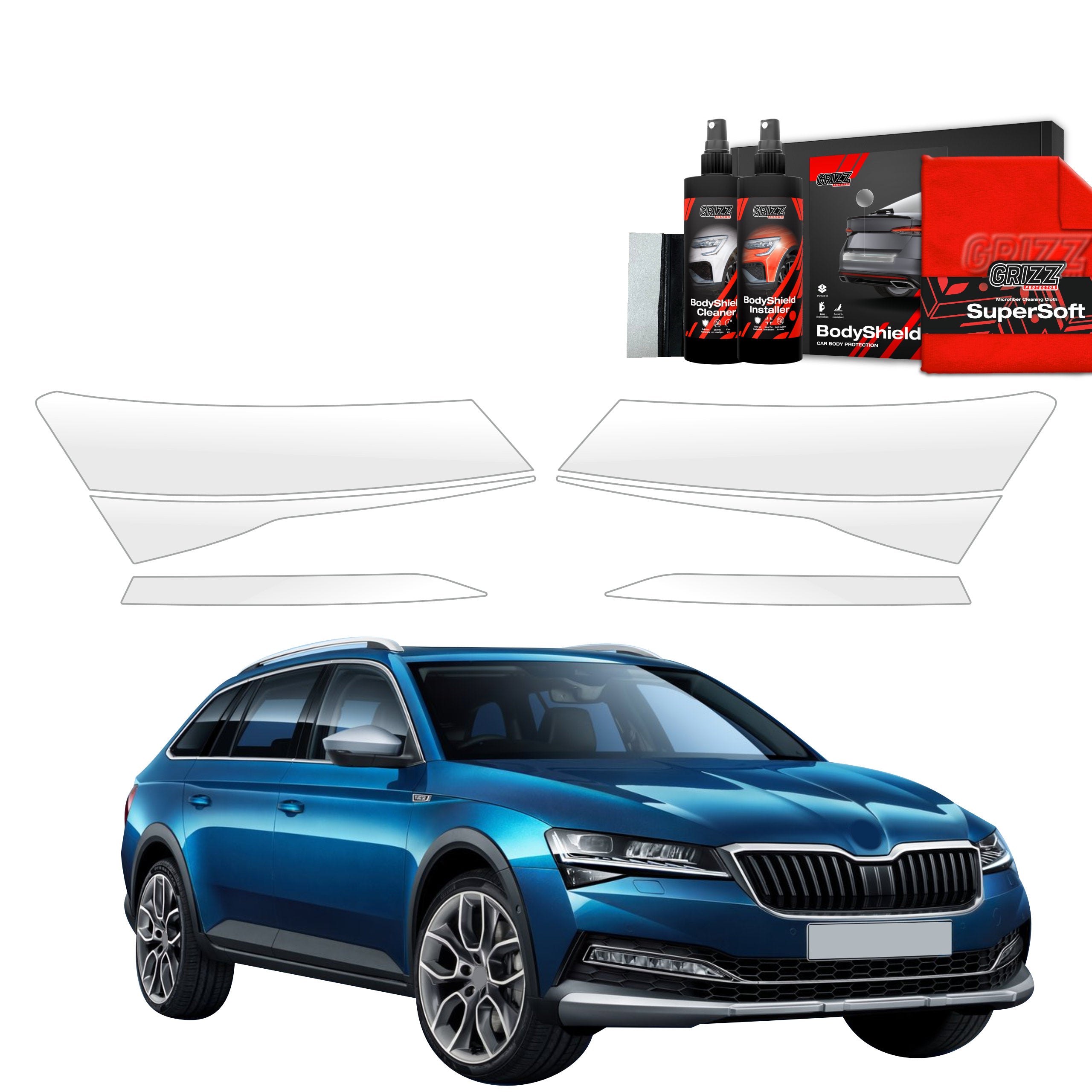 6in1 Schutzfolie Grizz Protector für Scheinwerfer - Skoda Superb 3 Combi (2019- 2023)