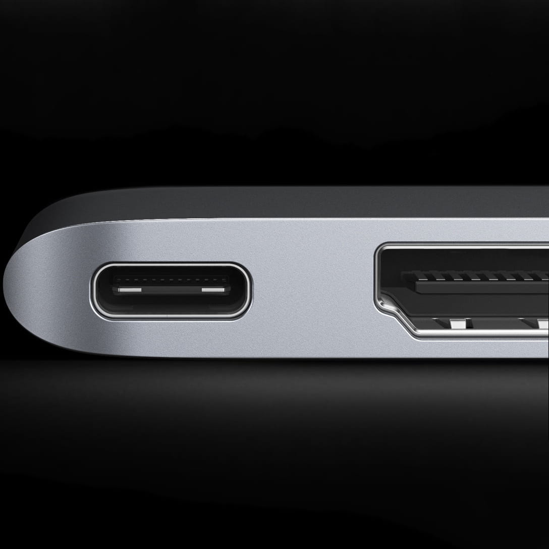 HUB Ugreen MacBook Splitter 2x USB Typ C - USB-C Thunderbolt 3, 2x USB-A 5Gb/s, HDMI 4k30Hz, SD, TF, Silber
