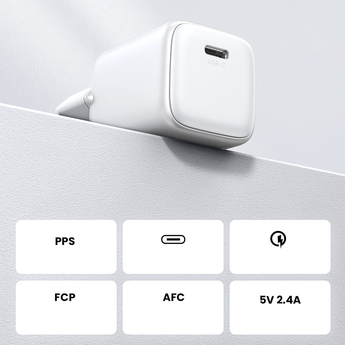 Schnell-Ladegerät GaN, Ugreen Nexode Mini USB-C, QC 4.0, PD 30W, Weiß