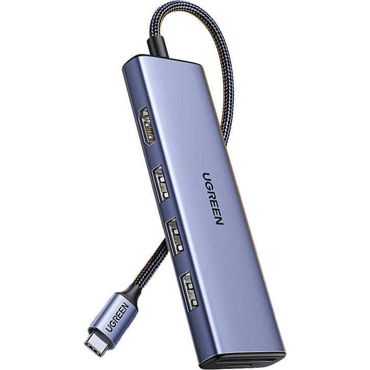 Ugreen 5-in-1 HUB 3x USB 3.2 Gen 1, USB-C, HDMI 4K 30Hz, mit USB-C Stromanschluss, Grau