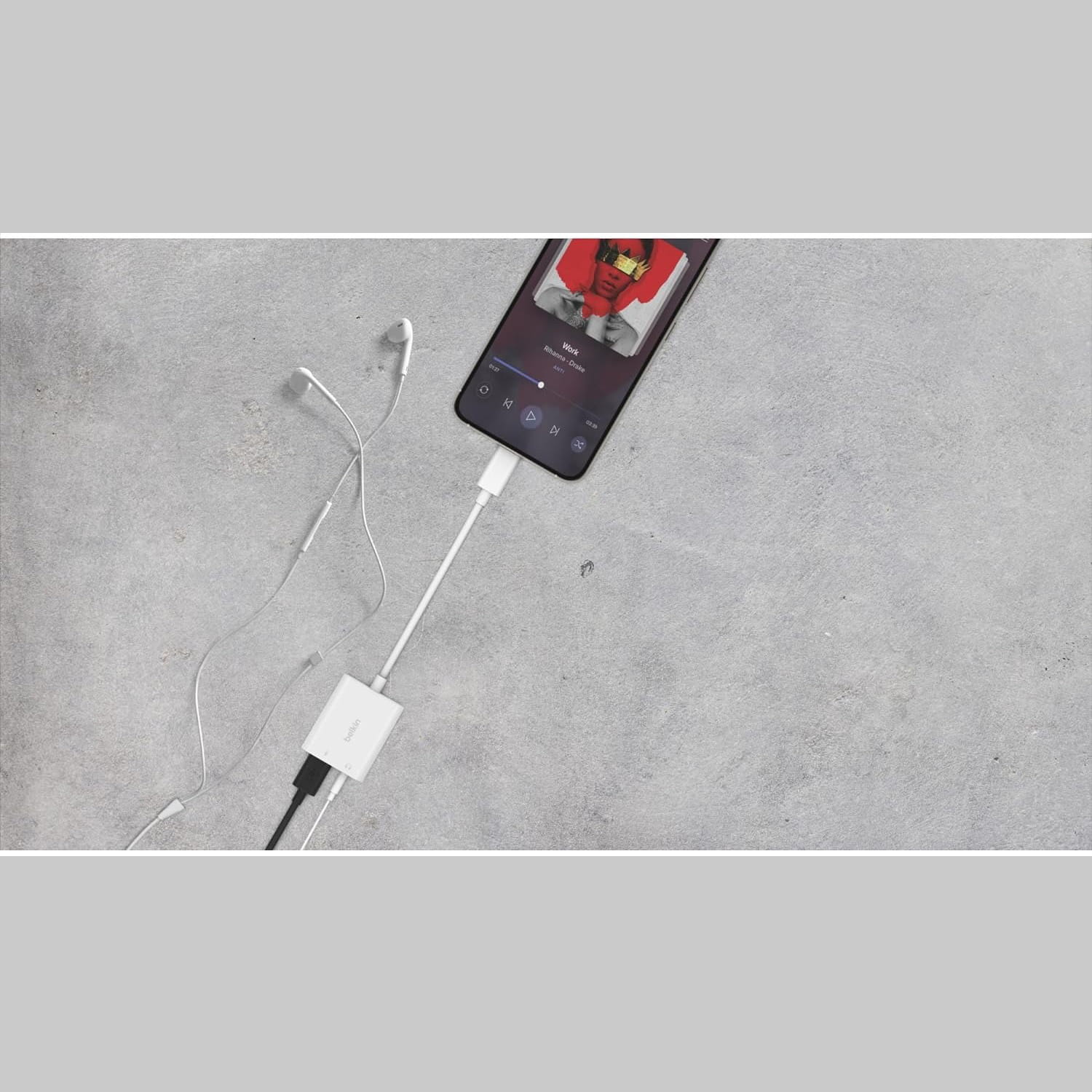 Adapter Belkin RockStar 3.5mm Audio + USB-C Charge 60W, Weiß