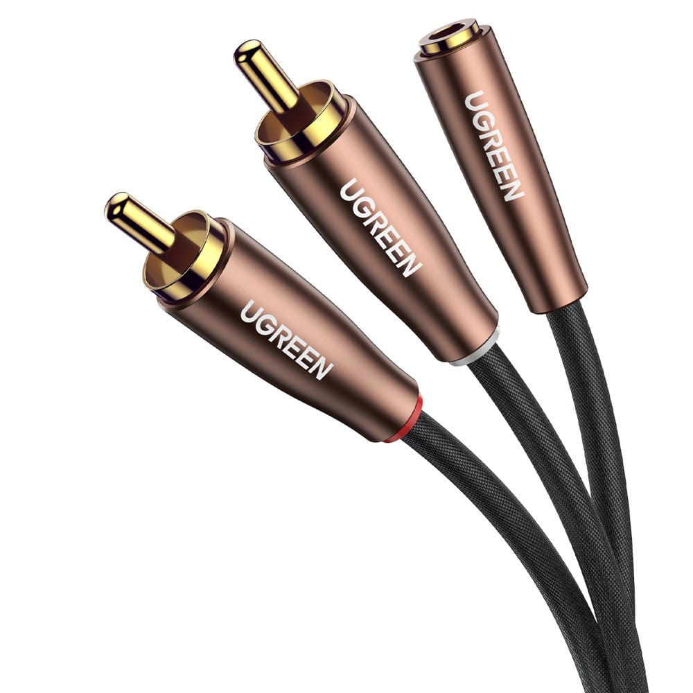 Audiokabel Ugreen 3,5 mm mini jack (weiblich), 2x RCA, 3 m, Braun