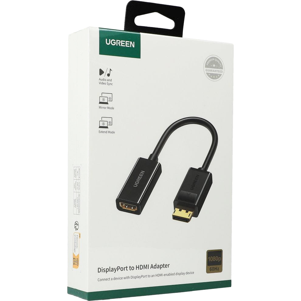 Ugreen DisplayPort (männlich) – HDMI (weiblich) Adapter, FHD, 0,25 m, Schwarz