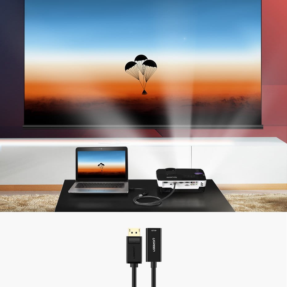 Ugreen DisplayPort (männlich) – HDMI (weiblich) Adapter, FHD, 0,25 m, Schwarz