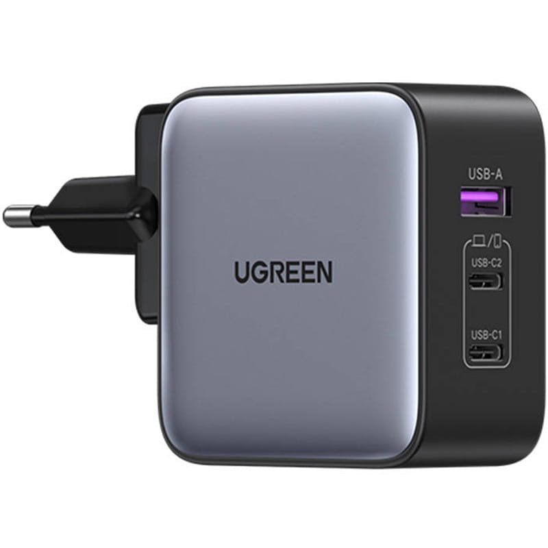 Ladegerät Ugreen Nexode CD296 GaN 65W, 2x USB-C / 1x USB-A, QC/PD/PPS, Schwarz