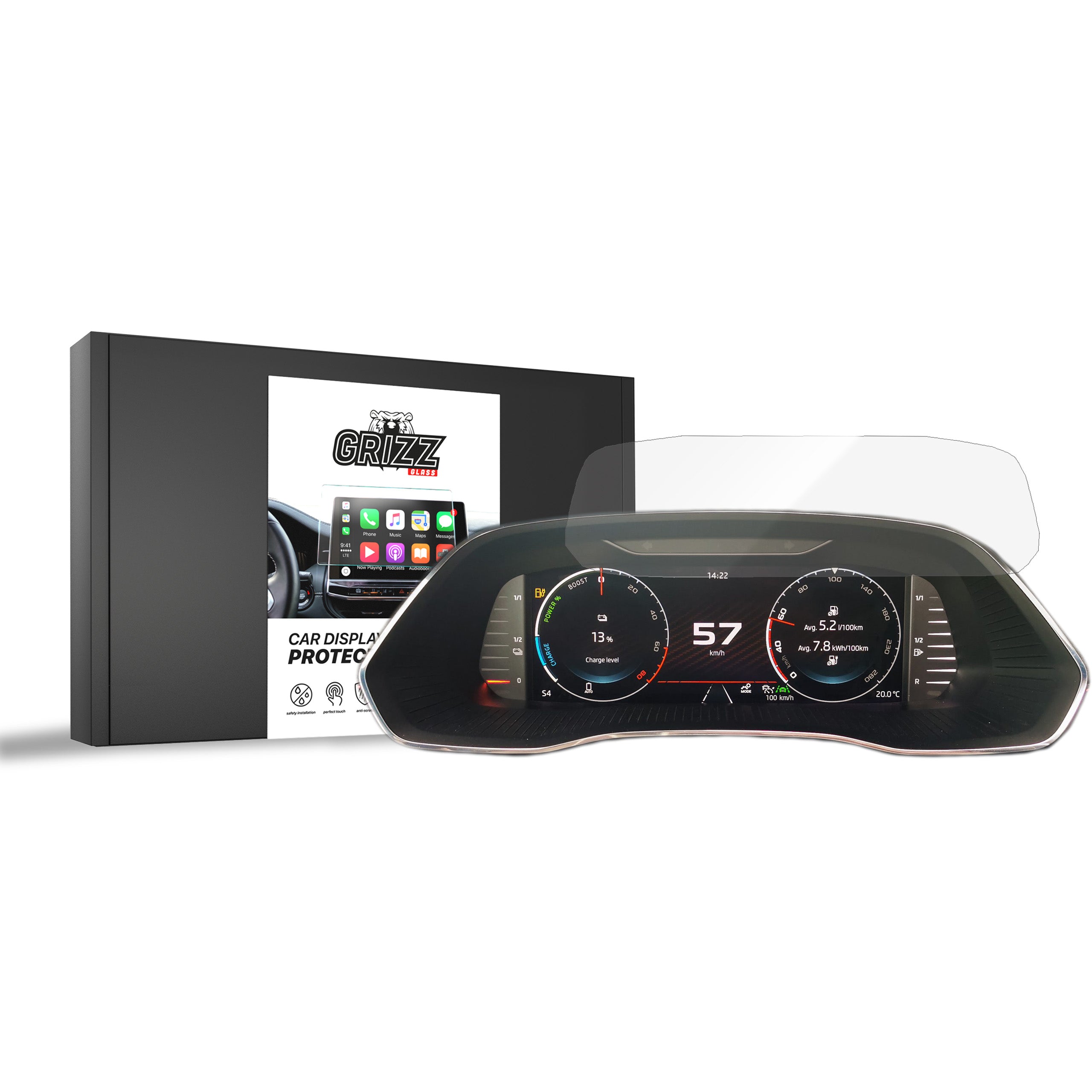 Keramische Autodisplayfolie für Skoda Karoq Virtual Cockpit 10,25" (2021-2026), Grizz Protector