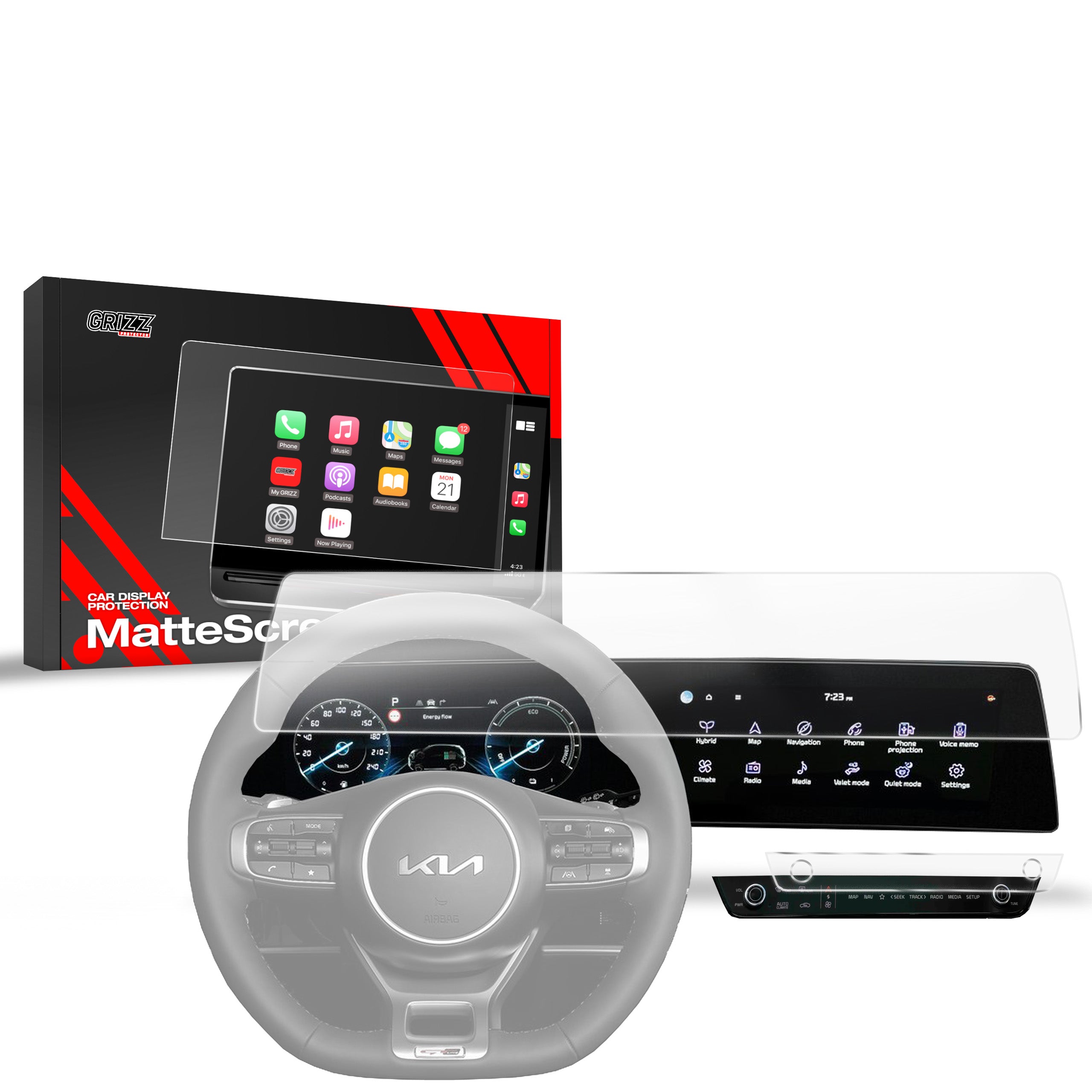 Matte Autodisplayfolie 2in1 für Kia Sportage 5 Anniversary (2021-2025), Grizz Protector