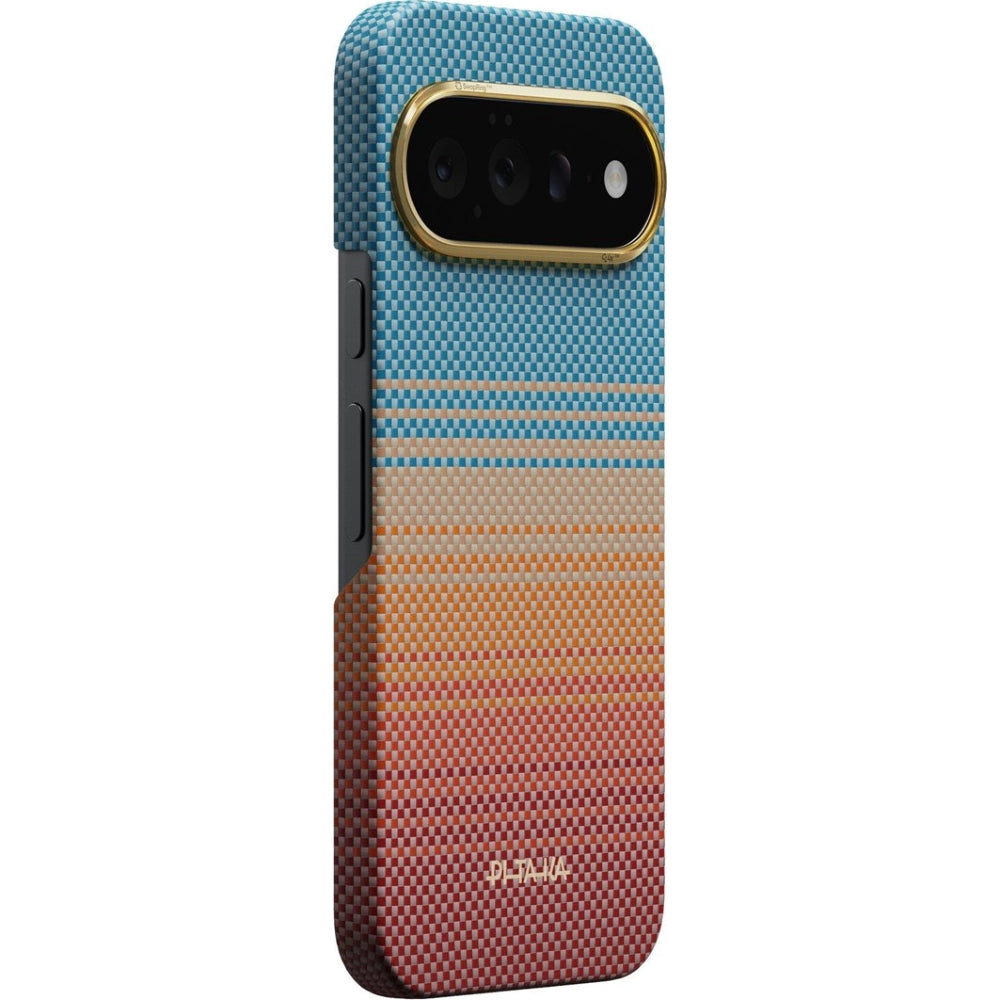 Aramid Handyhülle für Google Pixel 11 Pro XL, PITAKA Ultra-Slim Case mit MagSafe, Orange und Blau mit Kevlar (1/5)