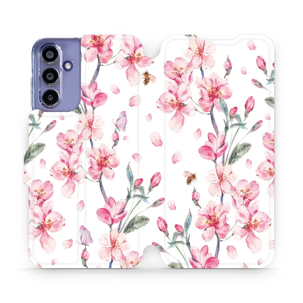 Handyhülle mit klappe für Galaxy A15 4G, Mobiwear Book, Rosa Frühling