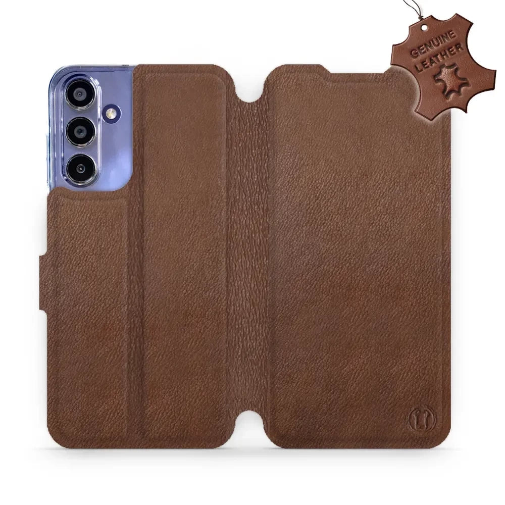 Echtleder Handyhülle für Galaxy A15 4G, Mobiwear Leather, Braun