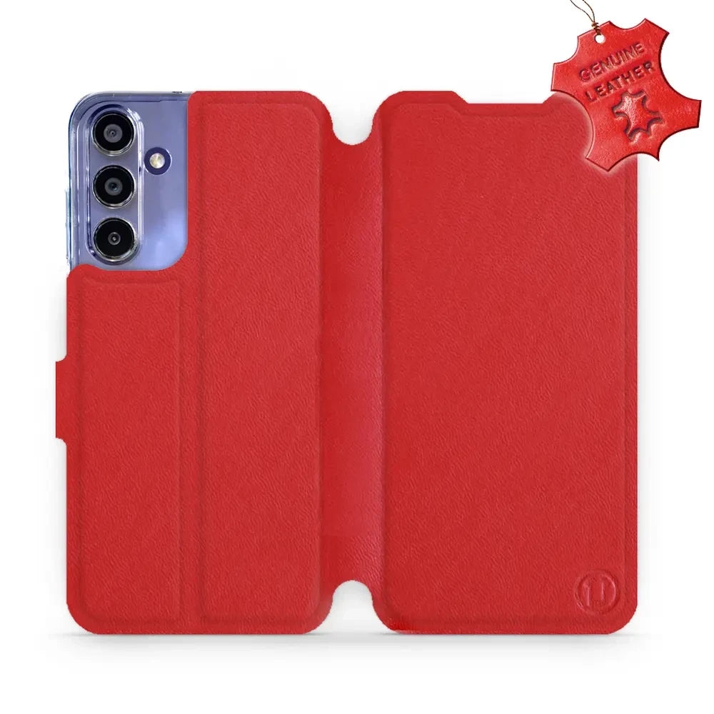 Echtleder Handyhülle für Galaxy A15 4G, Mobiwear Leather, Rot