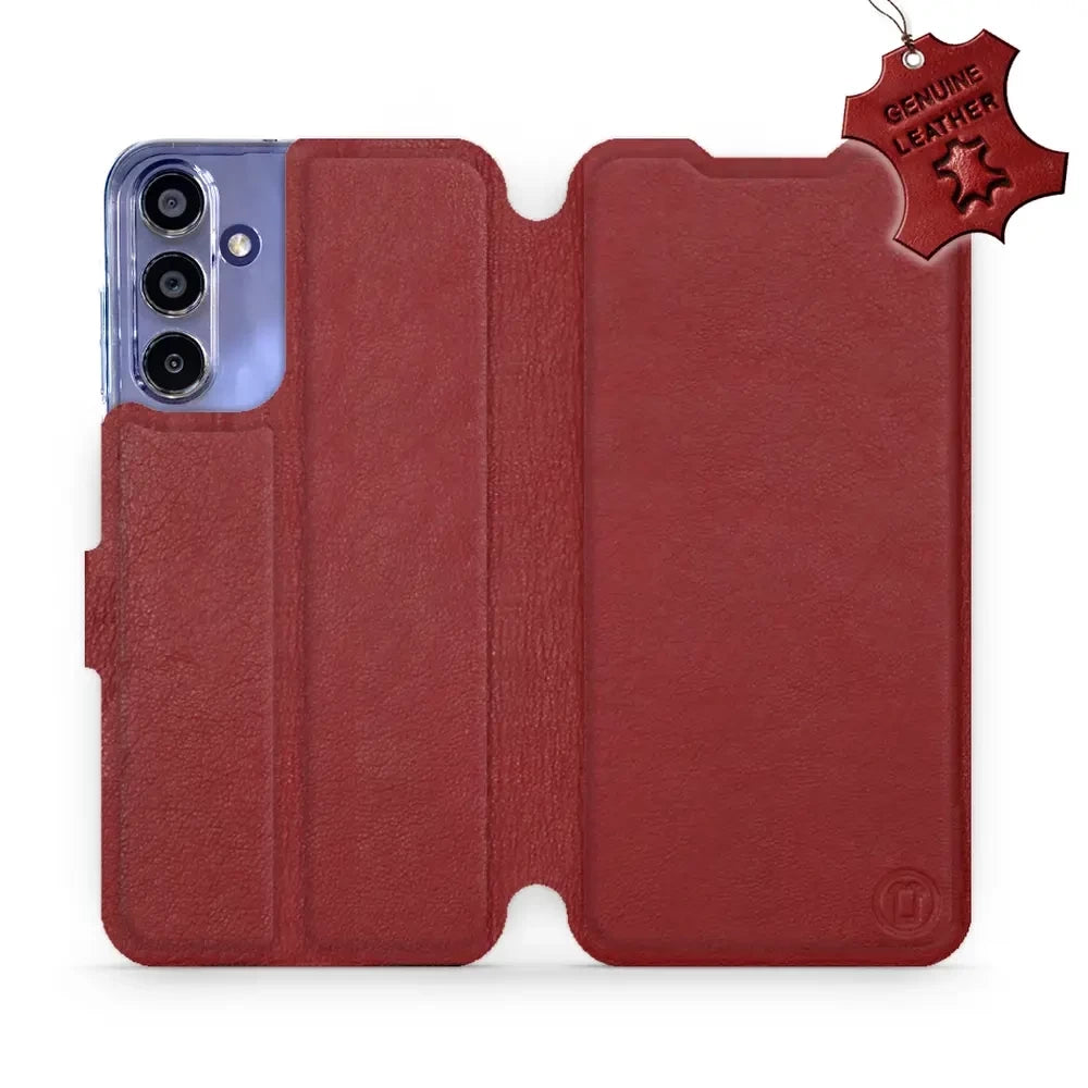 Echtleder Handyhülle für Galaxy A15 4G, Mobiwear Leather, Dunkelrot