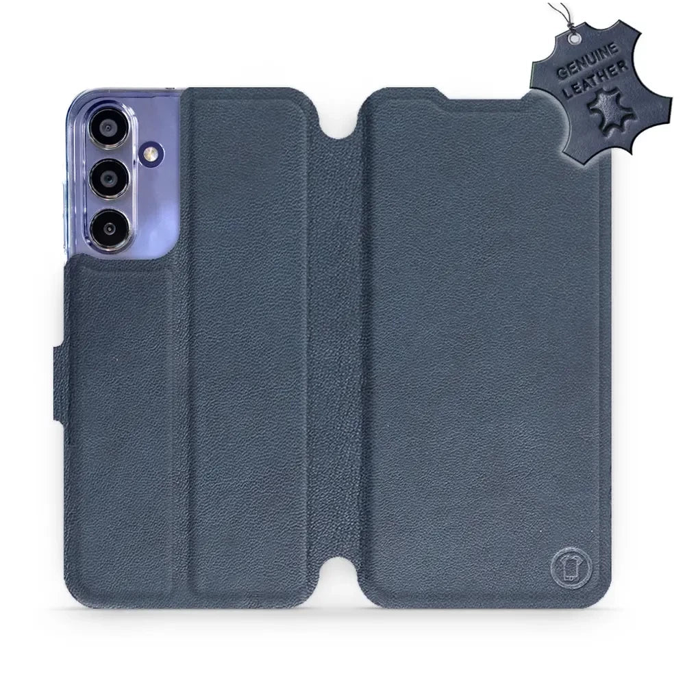 Echtleder Handyhülle für Galaxy A15 4G, Mobiwear Leather, Dunkelblau
