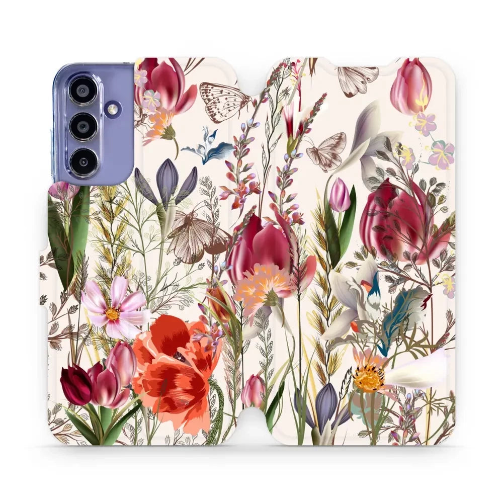 Handyhülle mit klappe für Galaxy A15 4G, Mobiwear Book, Blumenstrauß