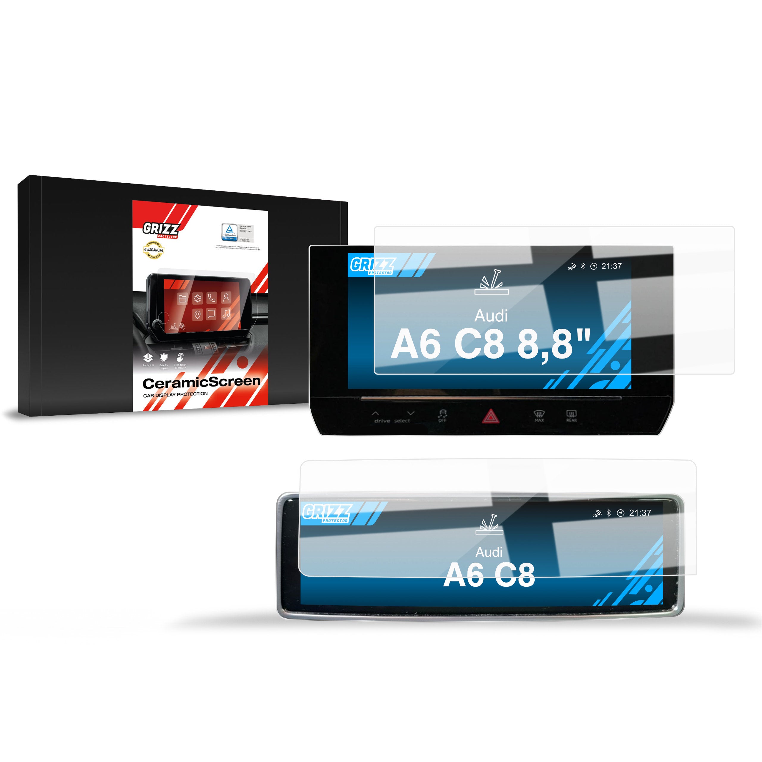 Keramische Autodisplayfolie 2in1 für Audi A6 C8 (2018-2024), Grizz Protector