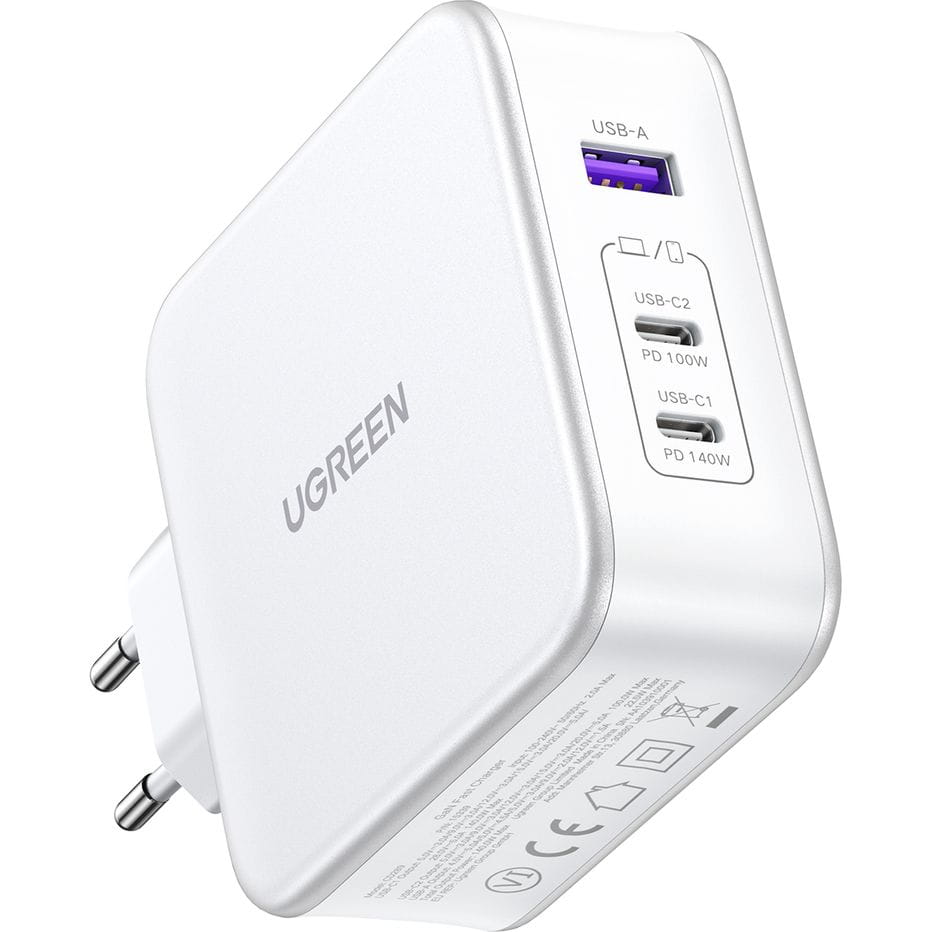 Ladegerät Ugreen Nexode CD289 GaN 140W, 2x USB-C / 1x USB-A, QC/PD/PPS, Weiß