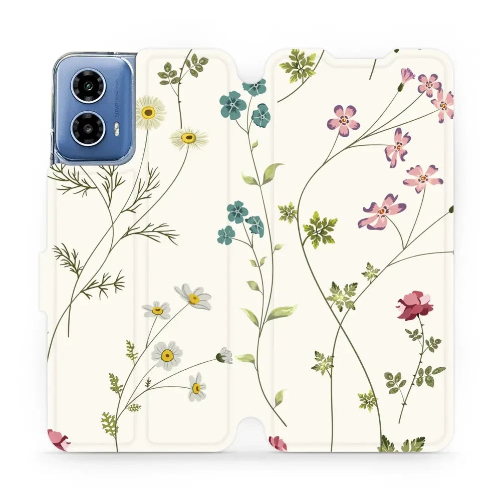 Handyhülle mit klappe für Motorola Moto G34 5G, Mobiwear Book, Feldblumen