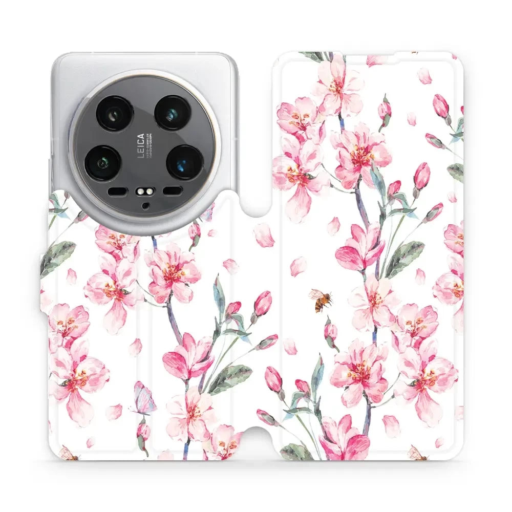 Handyhülle mit klappe für Xiaomi 14 Ultra, Mobiwear Book, Rosa Frühling