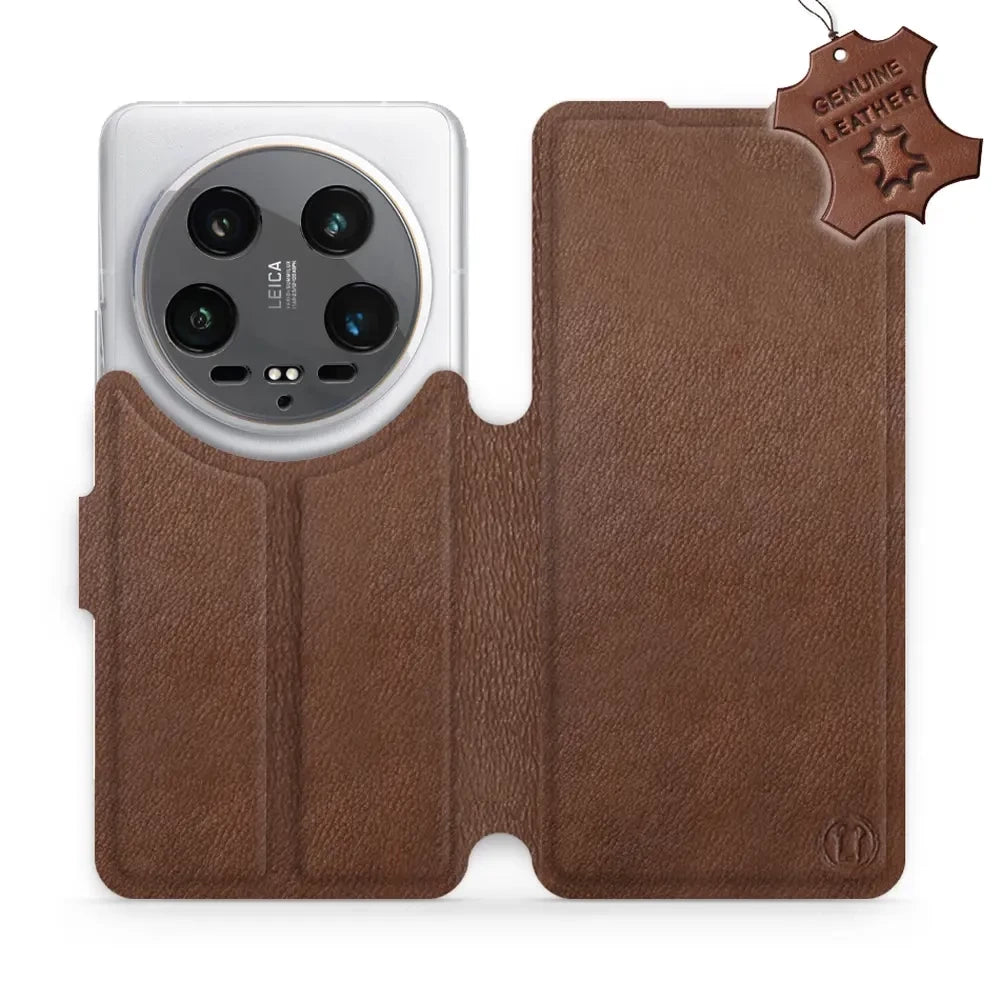 Echtleder Handyhülle für Xiaomi 14 Ultra, Mobiwear Leather, Braun