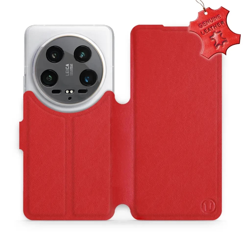 Echtleder Handyhülle für Xiaomi 14 Ultra, Mobiwear Leather, Rot