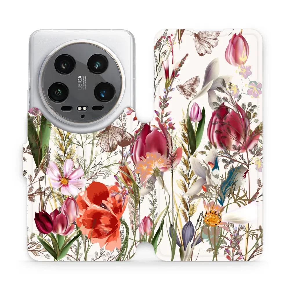 Handyhülle mit klappe für Xiaomi 14 Ultra, Mobiwear Book, Blumenstrauß