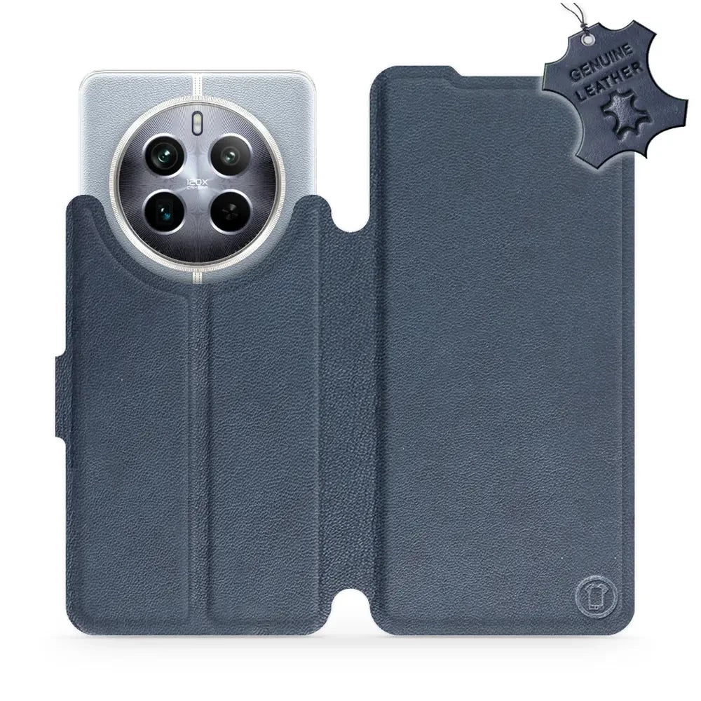 Echtleder Handyhülle für Realme 12 5G, Mobiwear Leather, Dunkelblau