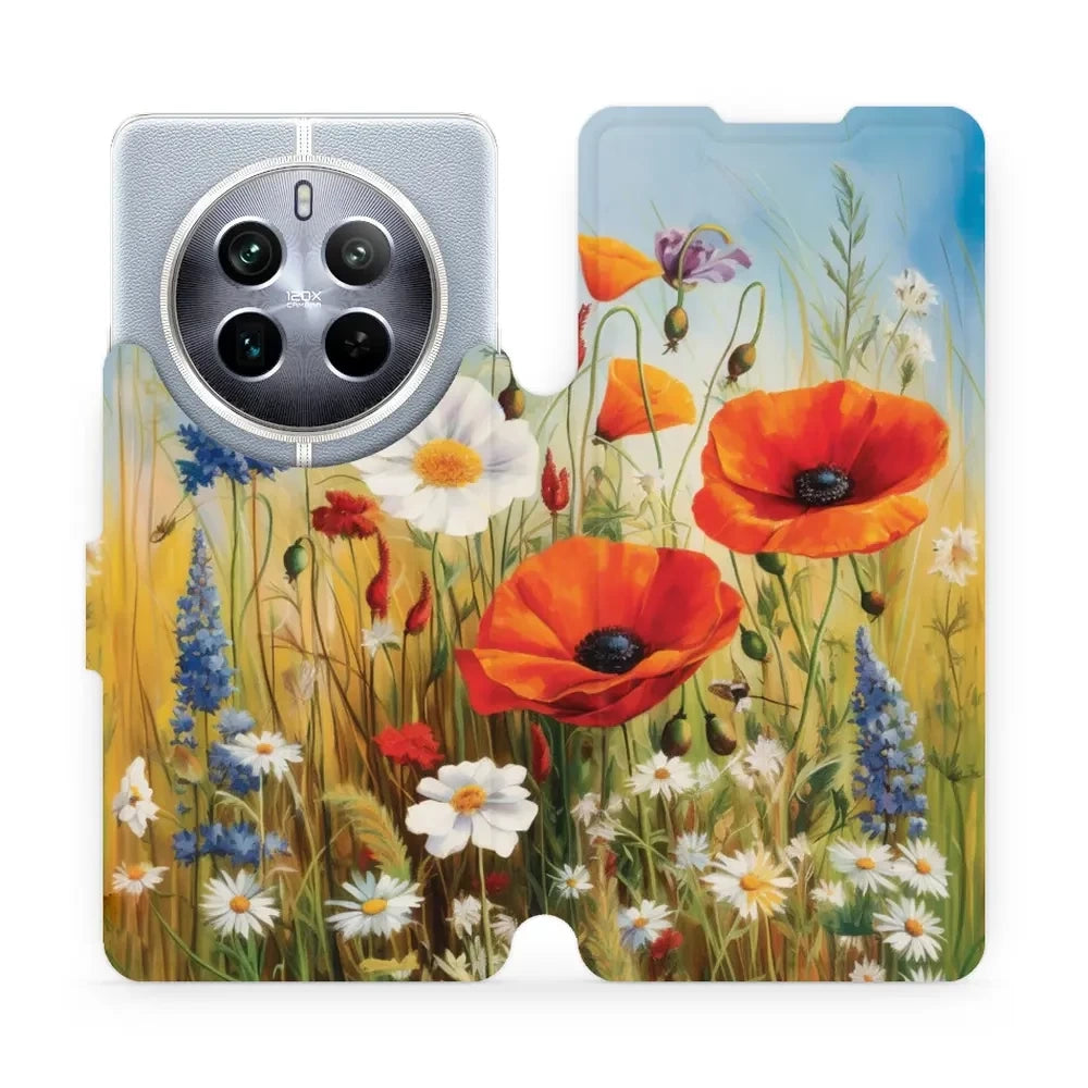 Handyhülle mit klappe für Realme 12 Pro, Mobiwear Book, Wiesenblumen